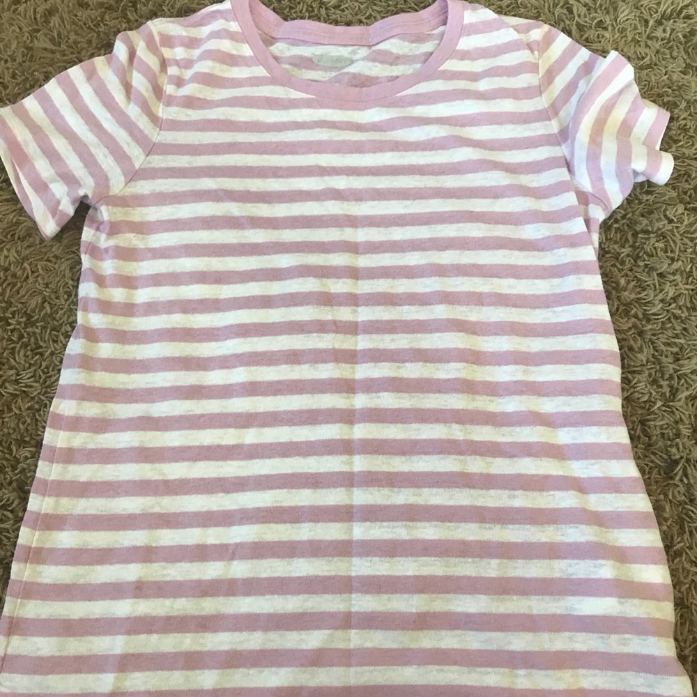 Pink and white striped T shirt